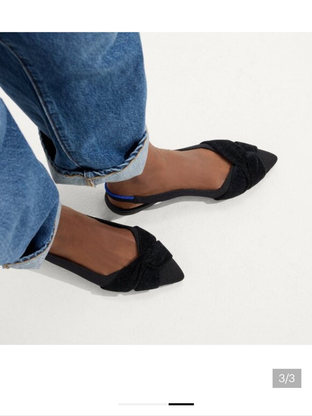 Rothy's Twist Point Slingback in Black Blue Size 9